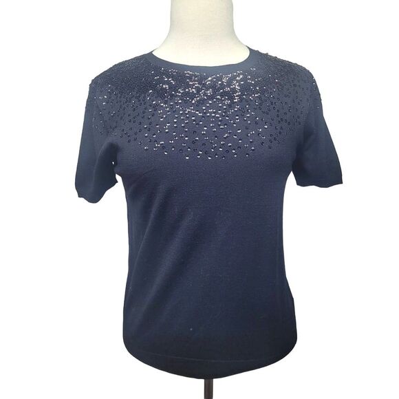 Zara Sweaters - NWT Zara Knit Black Short Sleeve Sweater with Sequins Size Large